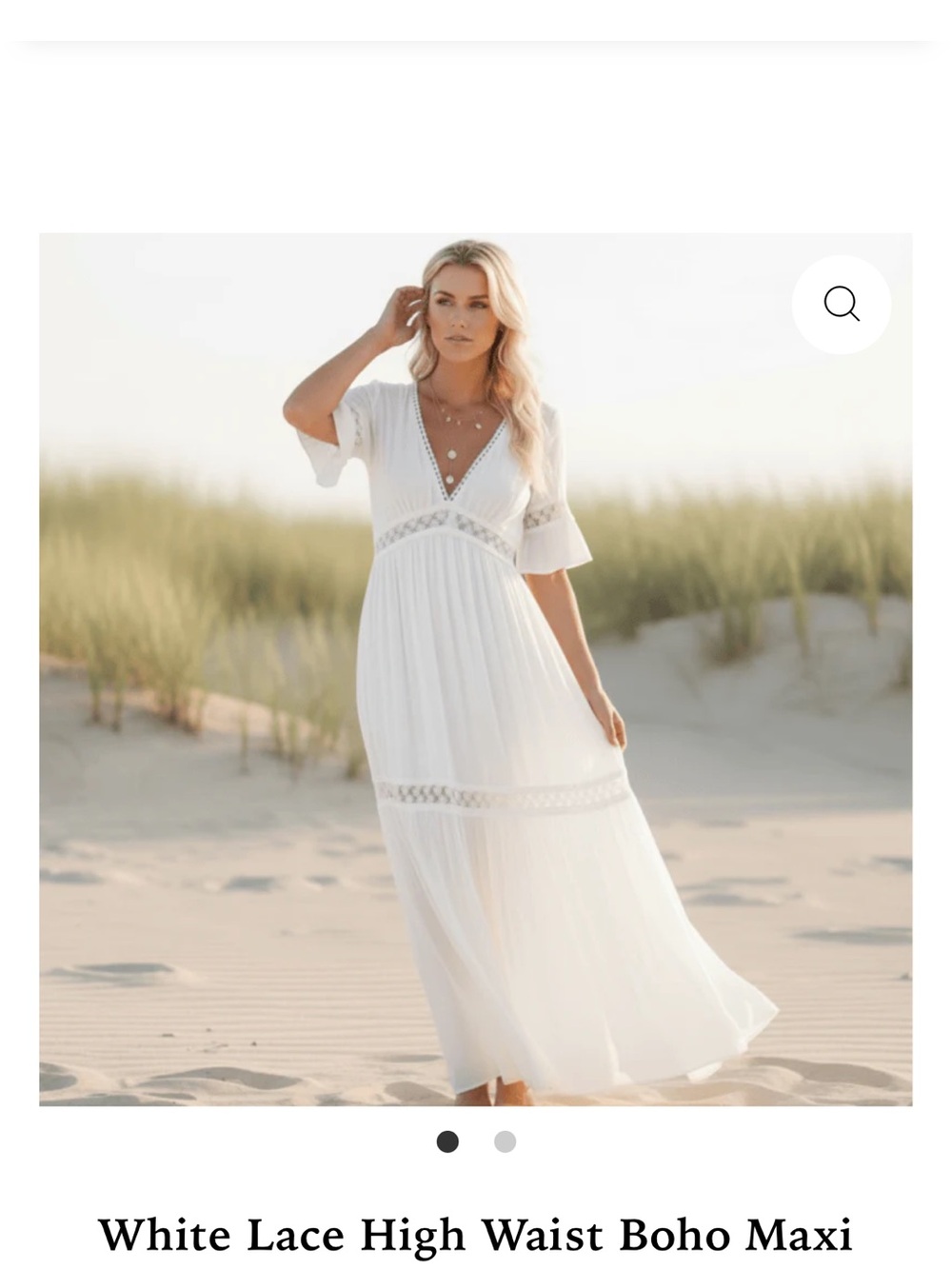White Lace High Waist Boho Maxi Dress